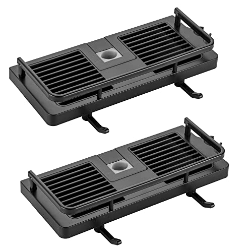 DUFU Shower Caddy No Drill 2Packs Punch-free Multi-function Shower Storage Rack Shower Shelf Tidy for Soap Shampoo Towel with Buckle and Shower Head Hook Fit 0.83-0.98inch Diameter Shower Rail Black
