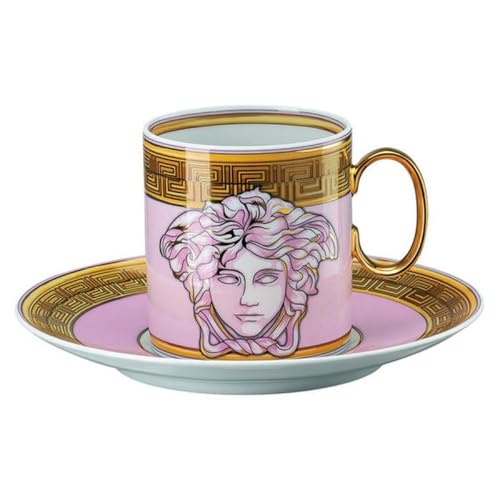 Versace Medusa Amplified Pink Coin - Tazza da caffè, 2 pezzi