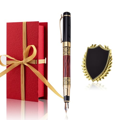 Yastar Pluma estilográfica personalizada, con insignia personalizada, bonito juego de bolígrafos de regalo grabado con tus nombres de mensajes, nombres de empresa, número de teléfono en bolígrafo