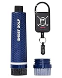 Ghost Golf Magnetic Golf Club Brush with Water Reservoir & Shoe Brush - Dual Head Groove Cleaner, Nylon Bristle, Retractable Carabiner Clip - Golf Cleaning Tool for Irons, Wedges & Golf Shoe Cleats