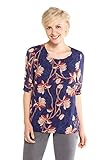 3/4-Ärmel GINA LAURA Damen Bluse, geblümter Chiffon, Jerseyfutter, 3/4-Ärmel aubergine XL 726246 84-XL
