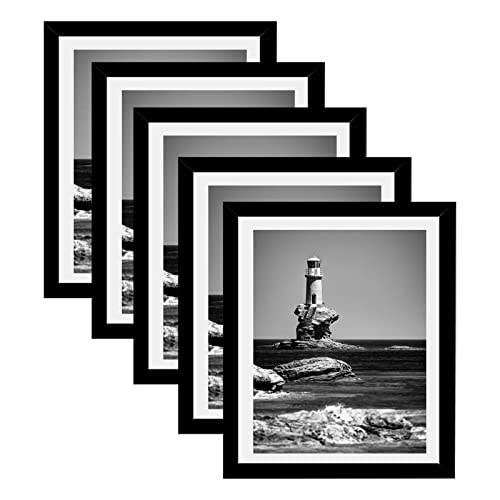 8.5X11 Picture Frame Set Of 5, Display Pictures 6X8 With Mat Or 8.5X11 Without Mat, Wall Gallery Photo Frames Or Tabletop Display #TOP23
