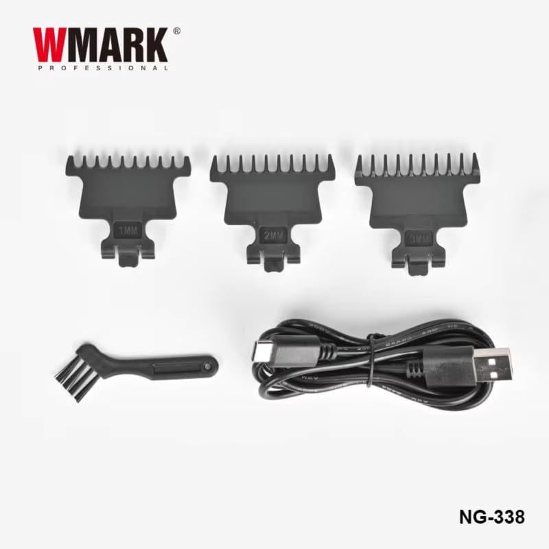 Image of WMARK NG-338 Ultra-Premium Professional 0 Gapped 7000 RPM 2 Outlining for Barbers 0mm balding Shape up Stainless steel DLC fix and Ceramic moving Blade Zinc Alloy Body 180-Minute Runtime, Model 2