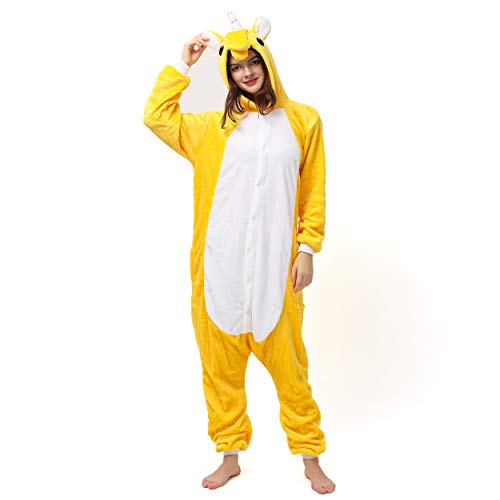 Katara 1744 Jumpsuit, Damen Herren Erwachsene, Einhorn Gelb, Körpergröße 155-165cm (M)