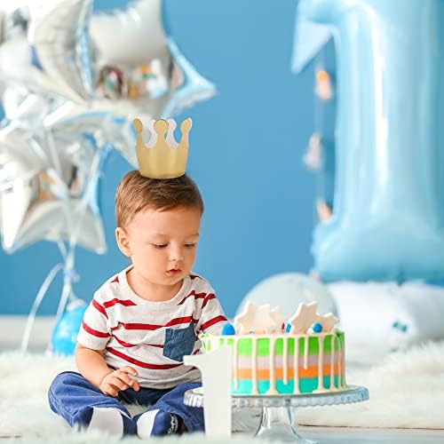 NiCoLa Birthday Party Hat 10 Pieces Gold and Silver Paper Crown Hats, Mini Simple Paper Crowns Party Hats for Kids Birthday Party Decoration