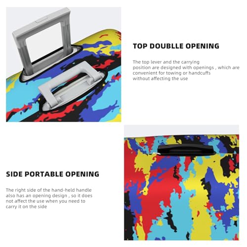 Colorful Bright Spots Camouflage Travel Luggage Cover Elastic Suitcase Protector Washable Baggage Covers For Trunk Case Fits 18-21 Inch Luggage4