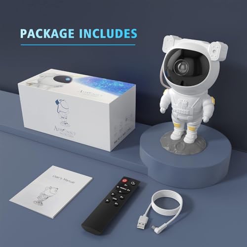 Image of Astronaut Star Projector Galaxy Night Light - 360 Rotating Nebula Lamp with Remote Control & Timer - Space Theme LED Light for Kids Bedroom, Home Decor & Gifts | (ASTRONAUT2)