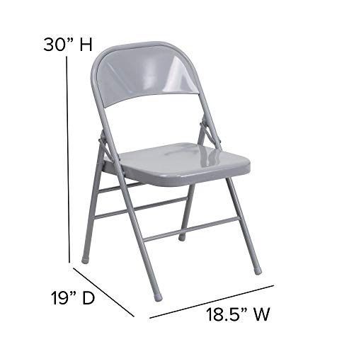 Flash Furniture 2 Pack HERCULES Series Triple Braced & Double Hinged Gray Metal Folding Chair by Flash Furniture - Image 4