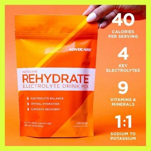 Miniatura 5 de AdvoCare Rehydrate - Mezcla de bebida con electrolitos - Incluye magnesio, sodio, potasio y calcio - antioxidante y fortificado con aminoácidos -