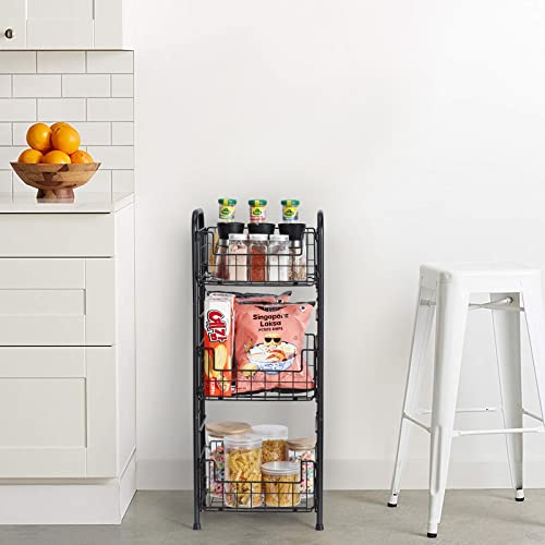 3-Tier Metal Tower Bathroom Shelf, Freestanding Storage Organizer Tower Rack Basket Shelf, Metal Furniture Unit For Bathroom, Powder Room, Laundry Room Entryway, Kitchen Pantry-Holds Bath Towels, Soap #TOP3