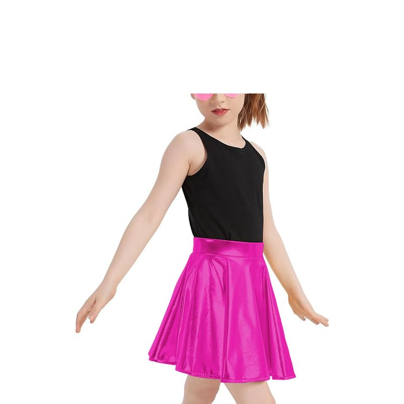 Jupe de danse métallique rose pour filles âgées de 9 à 10 ans