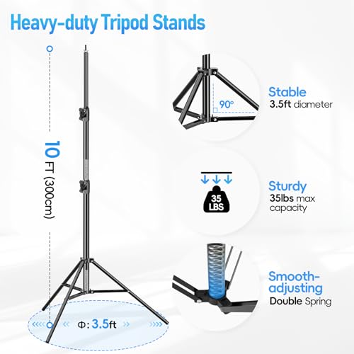 EMART Back Drop Adjustable Stand, 10x20 Backdrop Stand Heavy Duty Photography Background Support System Kit with 300° Angle Rotatable Connector and 8 Spring Clamps for Parties, Wedding, Photo Studio by EMART - Image 5
