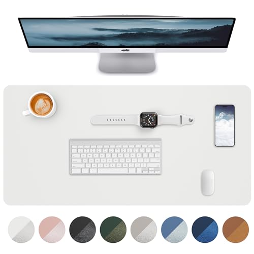 Image of Leather Desk Pad Blotter,Mouse Pad,Office Desk Mat, Non-Slip PU Leather Desk mat,Large Desk mat,Waterproof Keyboard mat for Office /Home /Decor (Ivory White,35 inch x 17 inch)