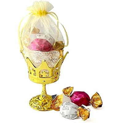 JC HUMMINGBIRD 24 Pieces Fillable Crown Goblet with Pouch, Gold,
