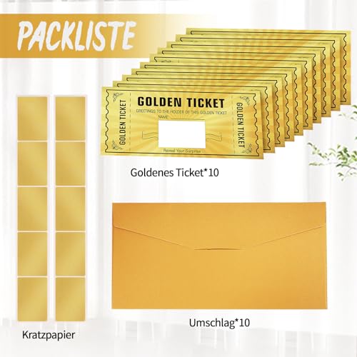 kodivenj 10 Stücke Gutscheine Zum Selber Ausfüllen,Rubbellose Selber Machen, Goldenes Ticket, Wish Coupons with Envelopes, Gift Ideas for Girlfriends, Mothers and Children