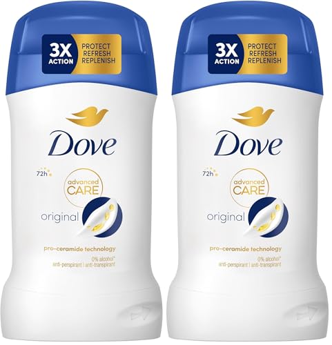 Dove Advanced Care Original Anti-Perspirant Cream Women's Deodorant Stick with pro-ceramide technology for 72 hours sweat protection 50 ml (Pack of 2)