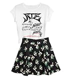 BTS Suga Jin Jimin Jung Kook Printed T-Shirt + Floral Skirt Two Piece Suit