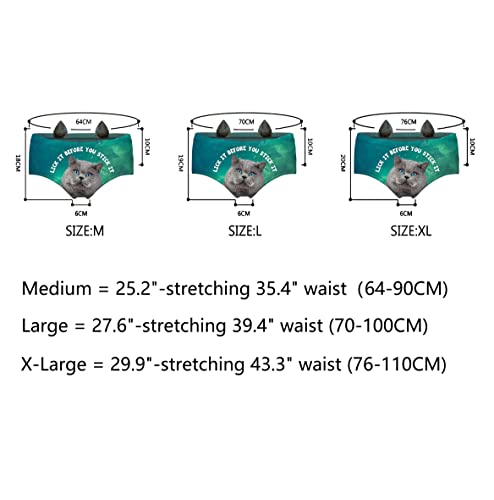Jinkaijia Women's Flirty Sexy Funny Naughty 3D Printed Animal Tail Underwears Briefs Gifts With Cute Ears (Nk5448-L, Crazy Eye Cat) #TOP4