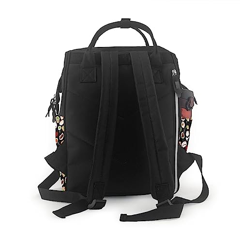 Sac à dos à langer multifonction noir à compartiments et grande capacité - 3