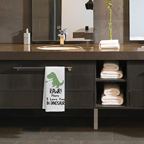 Rawr Means I Love You In Dinosaur Funny Kitchen Towels Dish Towels,Cartoon Green Dinosaur For Boys Bathroom,Boys Kids Girls Son Daughter Gifts #TOP2