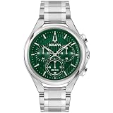 Bulova Progressive Dress CURV Green Dial and Stainless Steel Bracelet Watch 44mm - 96A297