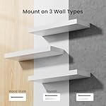 AMADA HOMEFURNISHING Floating Shelves, Wall Shelves for Bathroom/Living Room/Bedroom/Kitchen Decor, White Shelves with Invisible Brackets Set of 3 - AMFS08 - Image 5