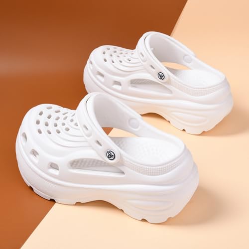 Fashion Comfortable Platform Clogs for Women, 6CM Height - Increasing, Cloud Slides, Casual Pillows Sandals, Beach Shoes, Sandals (Black,4.5)3