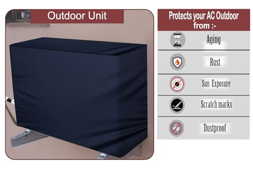 Image of The Furnishing Tree AC Cover Set of Indoor and Outdoor Unit for 1.5 ton Water Resistance & DustProof, Lattice Printed check Pattern Multi