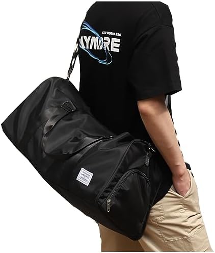 Gym Bag for Men Women,Small Fitness Workout Sports Duffle Bag with Wet Pocket & Shoes Compartment, Waterproof Overnight Weekender Duffel Bags for Traveling Black