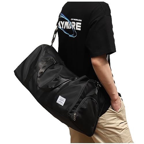 Gym Bag For Men Women,Small Fitness Workout Sports Duffle Bag With Wet Pocket & Shoes Compartment, Waterproof Overnight Weekender Duffel Bags For Traveling Black #TOP2