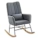 Produktbild SONGMICS HOME Schaukelstuhl, mit Armlehnen, Relaxsessel, mit Fleece bezogen, Stahlgestell, Füße aus Kautschukholz, bis 136 kg belastbar, für Schlafzimmer, Wohnzimmer, schiefergrau LYY500G01