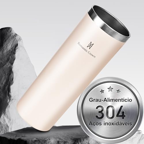Romantic Crown Copo Termico com Canudo e Tampa 591ml,Copos Caneca para Viagem Duplo aço Inoxidável R