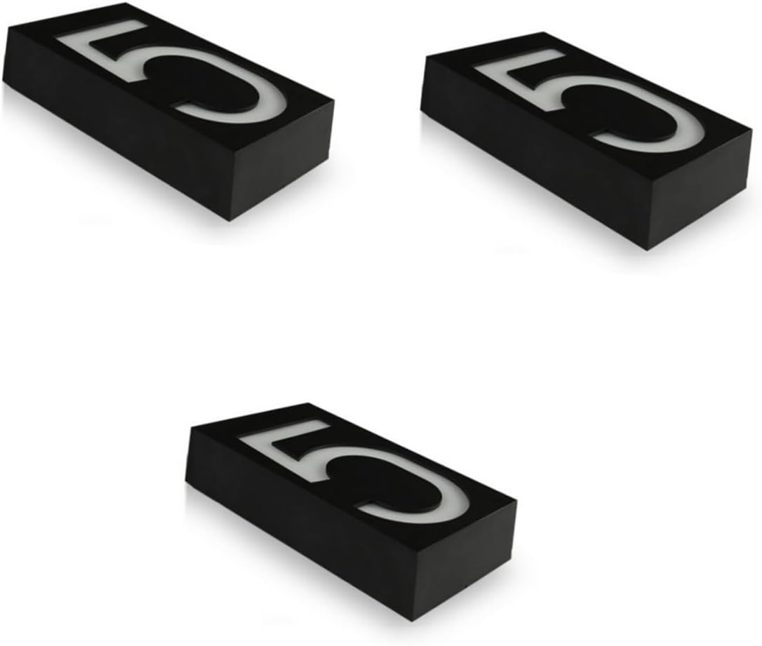 DOITOOL 3pcs 6 Solar-powered 6 Led Light Number Solar Number Lights Weatherproof 5