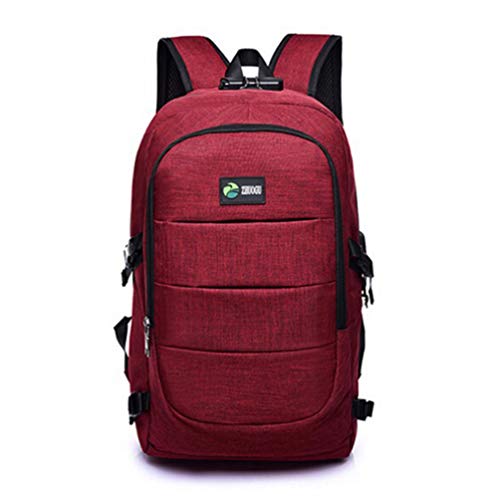 LANVY Mochila Unisex, Mochila Multifuncional de Gran Capacidad para Computadora Portátil de Viaje, con Puerto de Carga USB y Bloqueo de Contraseña - Rojo