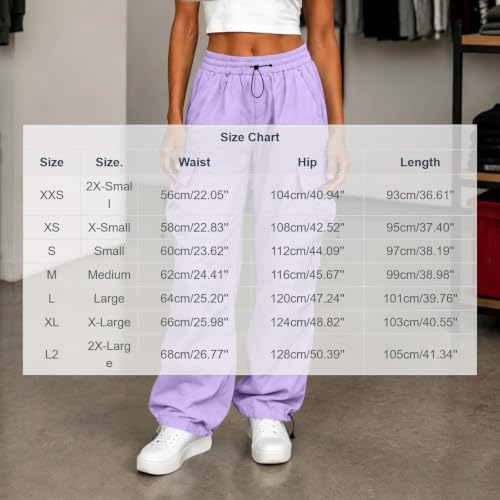 Women's Cargo Pants Drawstring Waist Wide Leg Utility Work Trousers - image 4