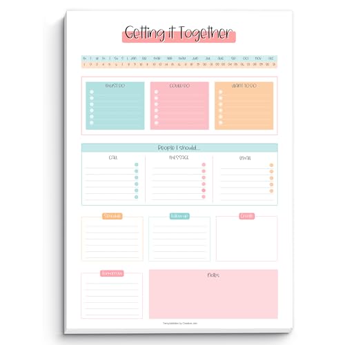 Templatables Brain Dump Notepad, To Do List Desk Pad, Productivity Planner, ADHD Daily Planner | 50 Undated Tear Away Sheets A4 (Colorful)