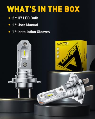Image of AUXITO H7 Bulbs 98,000LM 1500% Brighter 6500K White, Plug and Play,2PCS