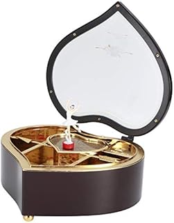 Innovative Multi Functional Exquisite Workmanship Home Ornament Musical Jewelry Box, Music Box Toy, Heart Shape Manual Rotation for Birthday Gift Small Jewelry