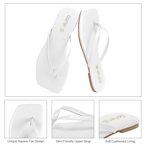 Image of Flip Flops for Women Comfortable Square Toe Casual Beach Sandals Summer Outdoor and Everyday Wear