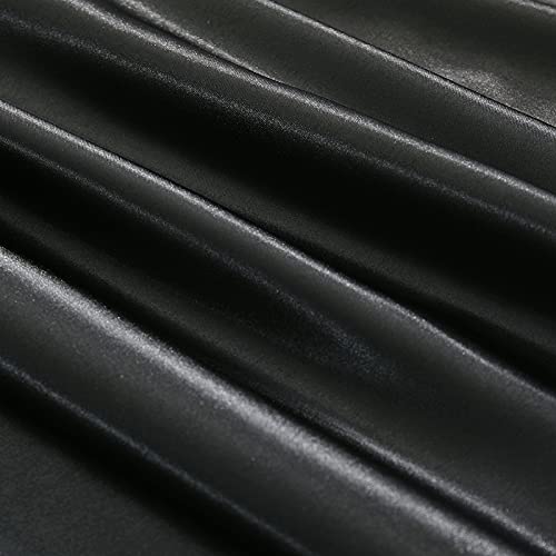 Image of Ersmak 7 Pieces Satin Sheets Set Queen Size, Luxury Silky Black Satin Bed Sheets Set with 1 Deep Pocket Fitted Sheet, 1 Soft Flat Sheet, 4 Queen Pillowcases and 1 Body Pillowcase
