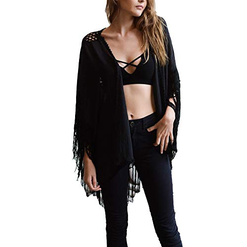 Womens Floral Crochet Lace Beach Swimsuit Medallion Tassel Kimono Cardigan