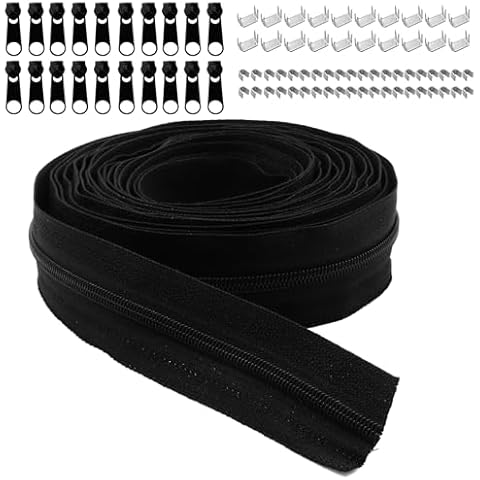 #3 Nylon Zipper Tape for Sewing: YZSFIRM 10 Yard Zippers by The Yard - Black Nylon Coil Zippers for Jacket DIY Sewing Craft - Replacement Zipper Roll Cover