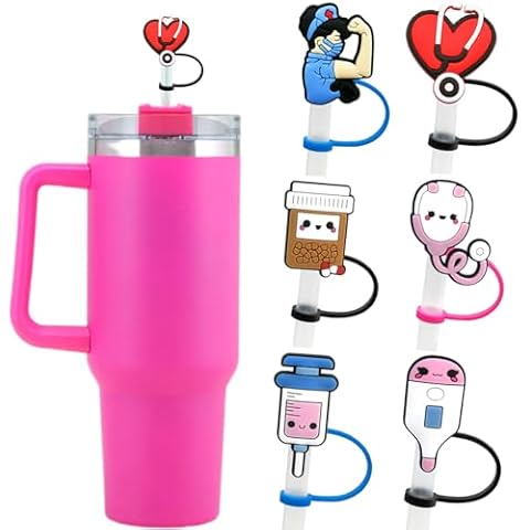 Straw Cover for Stanley Cup 40 oz 30 oz Tumbler with handle,10mm Doctors, Nurses Stanley Cup Accessories for Yeti/Stanley, Pink Cup Accessories,Straw Covers Cap for Girls Woman Nurses Day Gifts Cover
