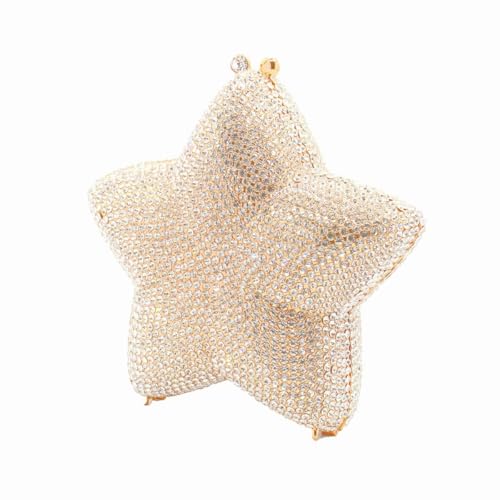 Image of Women Rhinestone Star Shape Clutch Purse Unique Crystal Evening Bag Luxury Chain Handbag for Wedding Cocktail Party | Rhinestone
