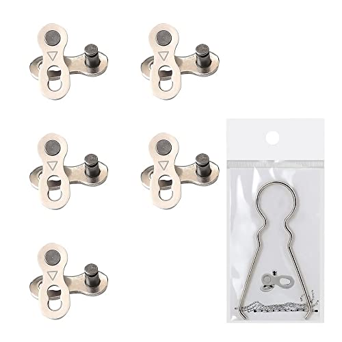 Enlace Perdido de Bicicleta,5 Pares Cadena Bicicleta Eslabon Rapido Falta Link Reutilizable Plateado Eslabones Conector Enlace Conexión Cadena,para Velocidad 6/7/8, Con Herramientas