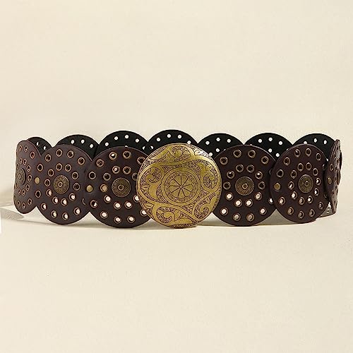 Women Round Buckle Belt Aesthetic Hollowed Out Belt Gothics Pants Decor Teens Girl Waistband Clothing Accessories3