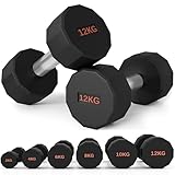 SPORTNOW Dumbbells Set, Hand Weights Pair with 12-Sided Shape and Non-Slip Grip for Men Women Home Gym Workout, 2 x 12kg