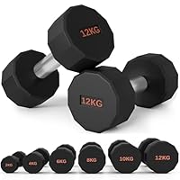 SPORTNOW Dumbbells Set, Hand Weights Pair with 12-Sided Shape and Non-Slip Grip for Men Women Home Gym Workout, 2 x 12kg