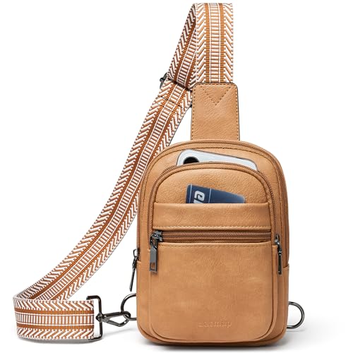 LATMAP 3L SMALL Sling Bag Fanny Packs For Women Men Mini Crossbody Chest Belt Travel Bag Purse Handbag Faux Leather Fashion Cute Light Grey