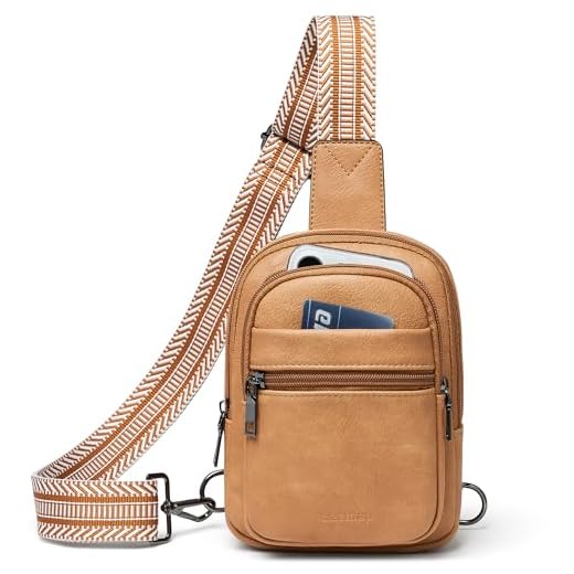 LATMAP Bolsa tiracolo feminina de couro sintético, antifurto, pequena, casual, mochila para o dia, pochete transversal à prova d'água, 3L-Tan, 3L